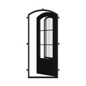 Bristol pre-hung bronze color iron single arch top door with thick glass.