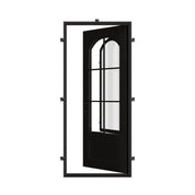 Bristol thermally broken single flat metal door with dual-pane glass in black.
