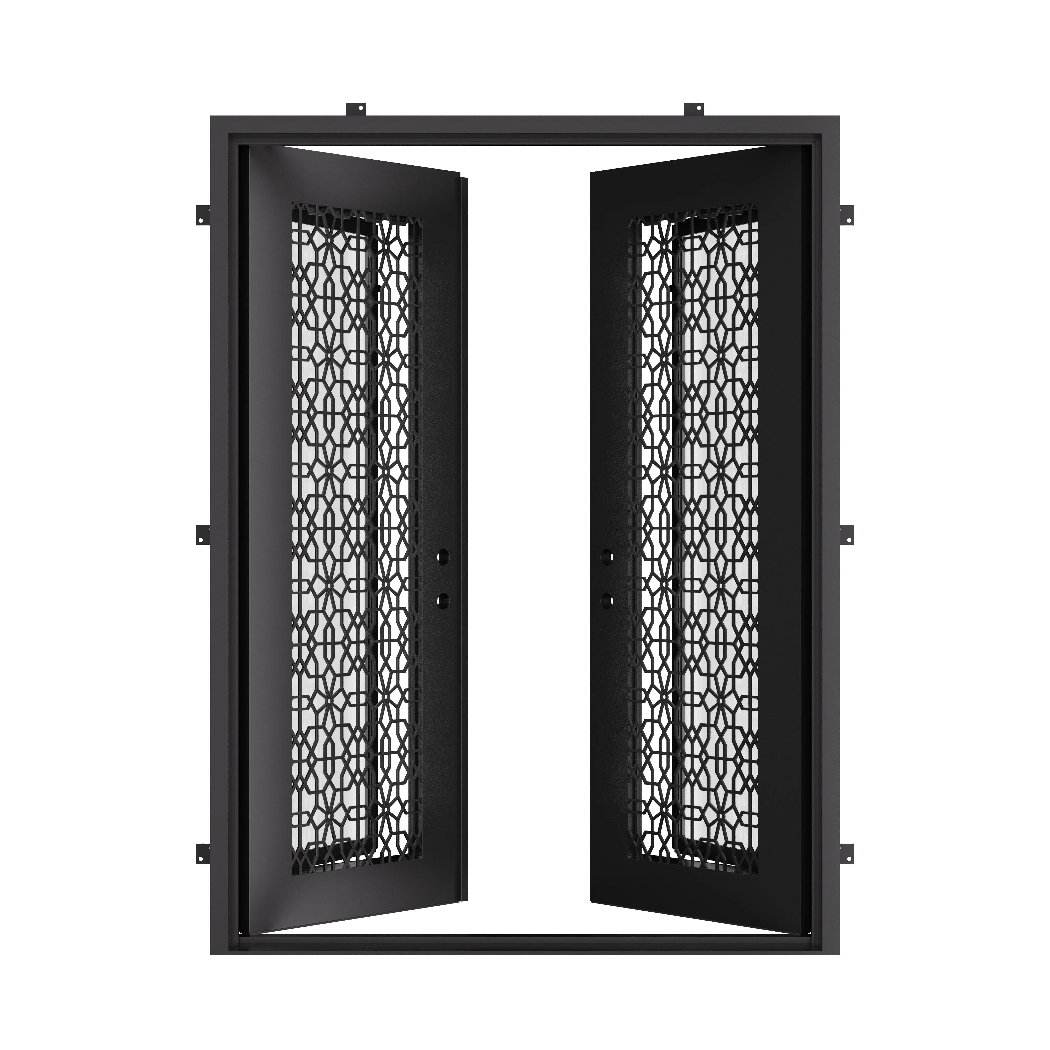 DNA’ Door black exterior metal double square top french door.