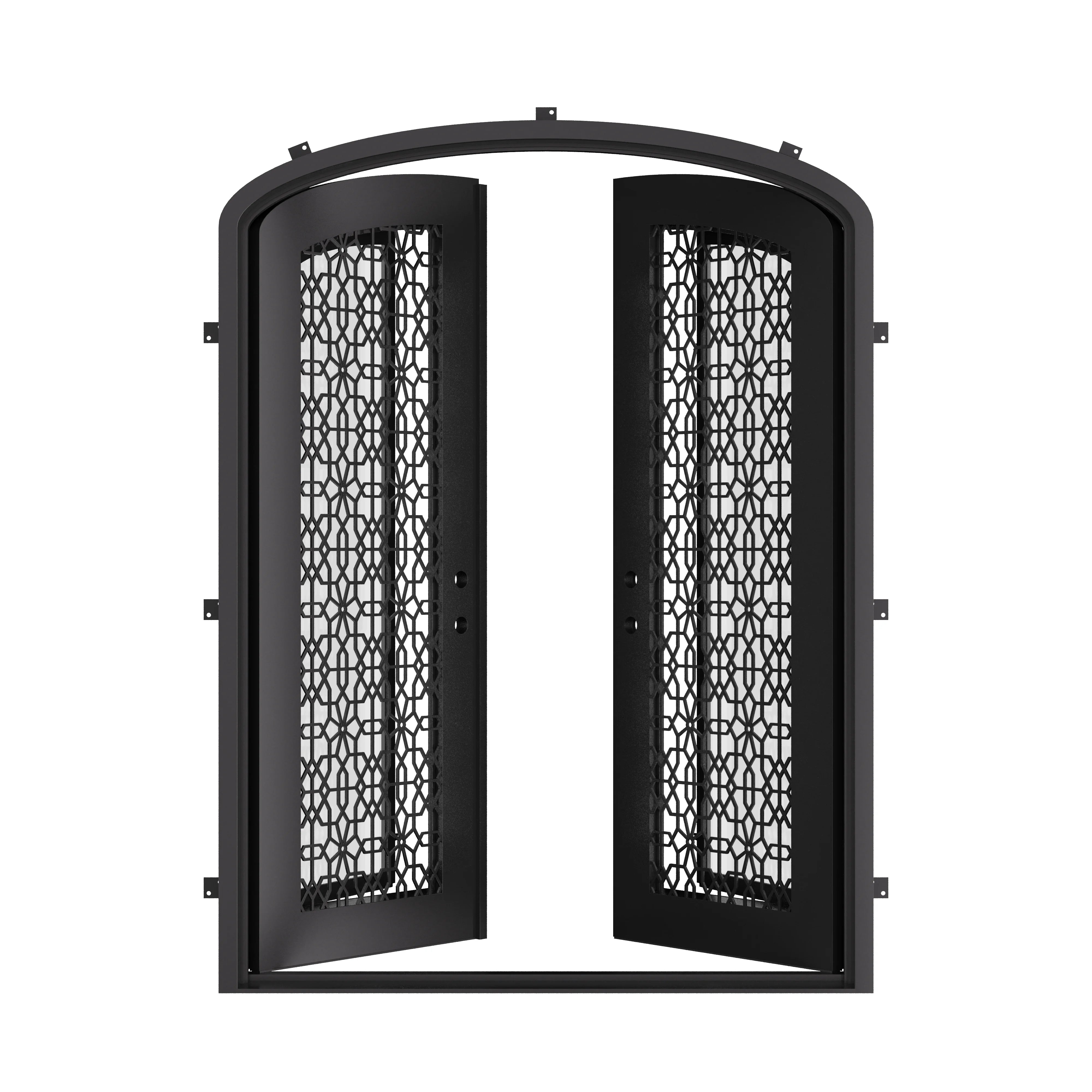 DNA’ Door arched entry door with glass windows in bronze tone.