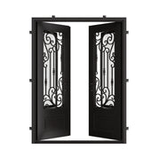 Golden Gate pre-hung bronze color metal double square top entry door.