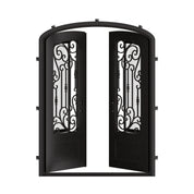 Golden Gate arched entry double door in bronze tone with efficient glass.