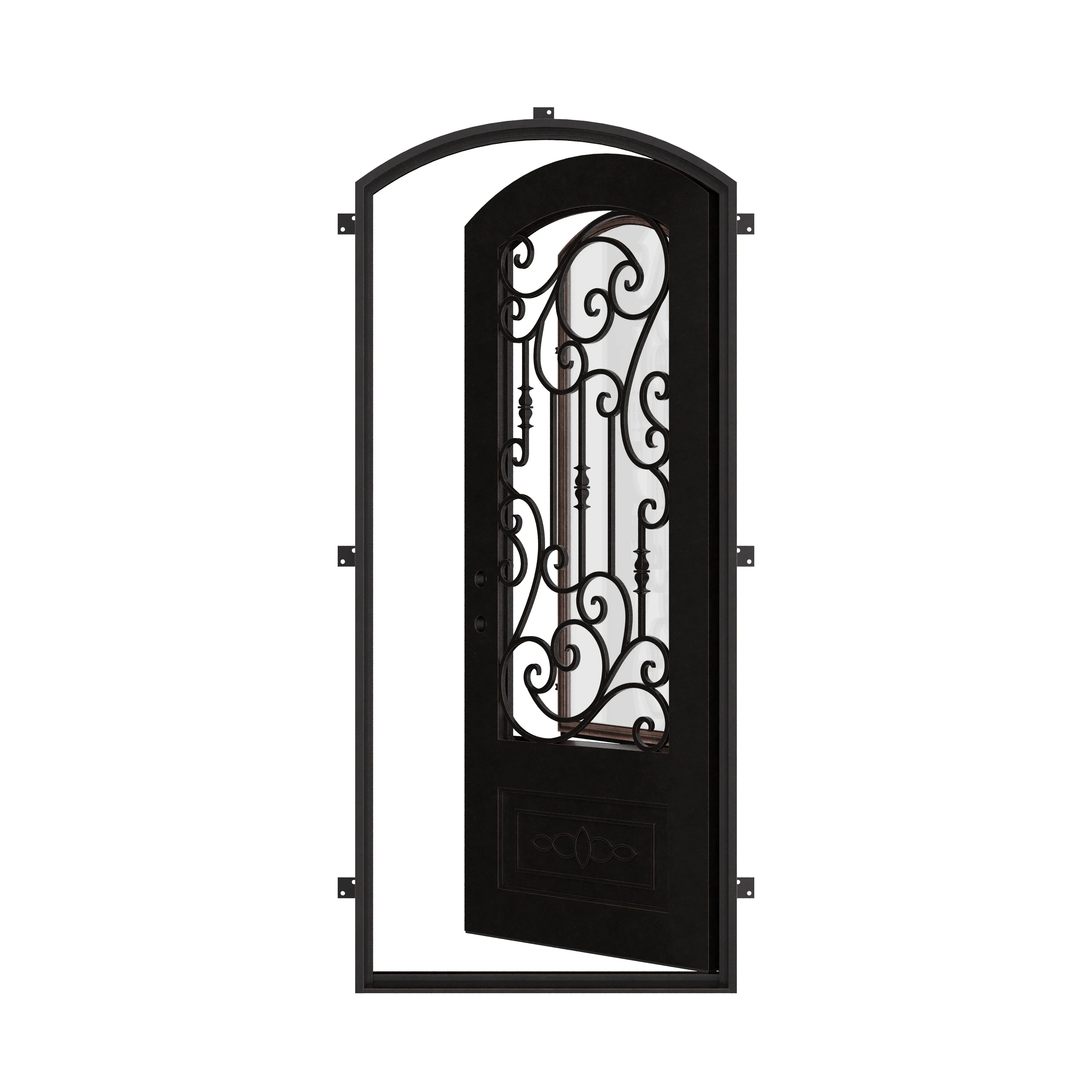 Golden Gate soft arch top single entry door with thick glass and thermal barrier.