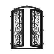 Hills entry door in bronze finish with arch top.