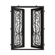 Hills bronze color wrought iron double flat top french door.