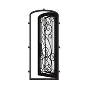 Hills black exterior metal mini arch top single door with tempered glass.
