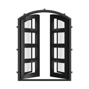 Knox metal arch top double entry door with thermal barrier and glass in black.