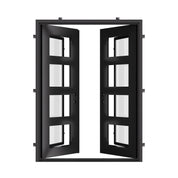 Knox pre-hung bronze color metal double flat hinged door.