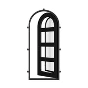 Knox single full arch entry door thermally broken with tempered glass in bronze color.