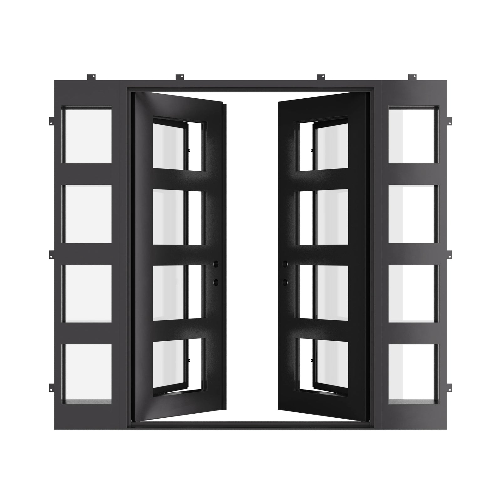 Knox double flat architectural steel doors with side windows