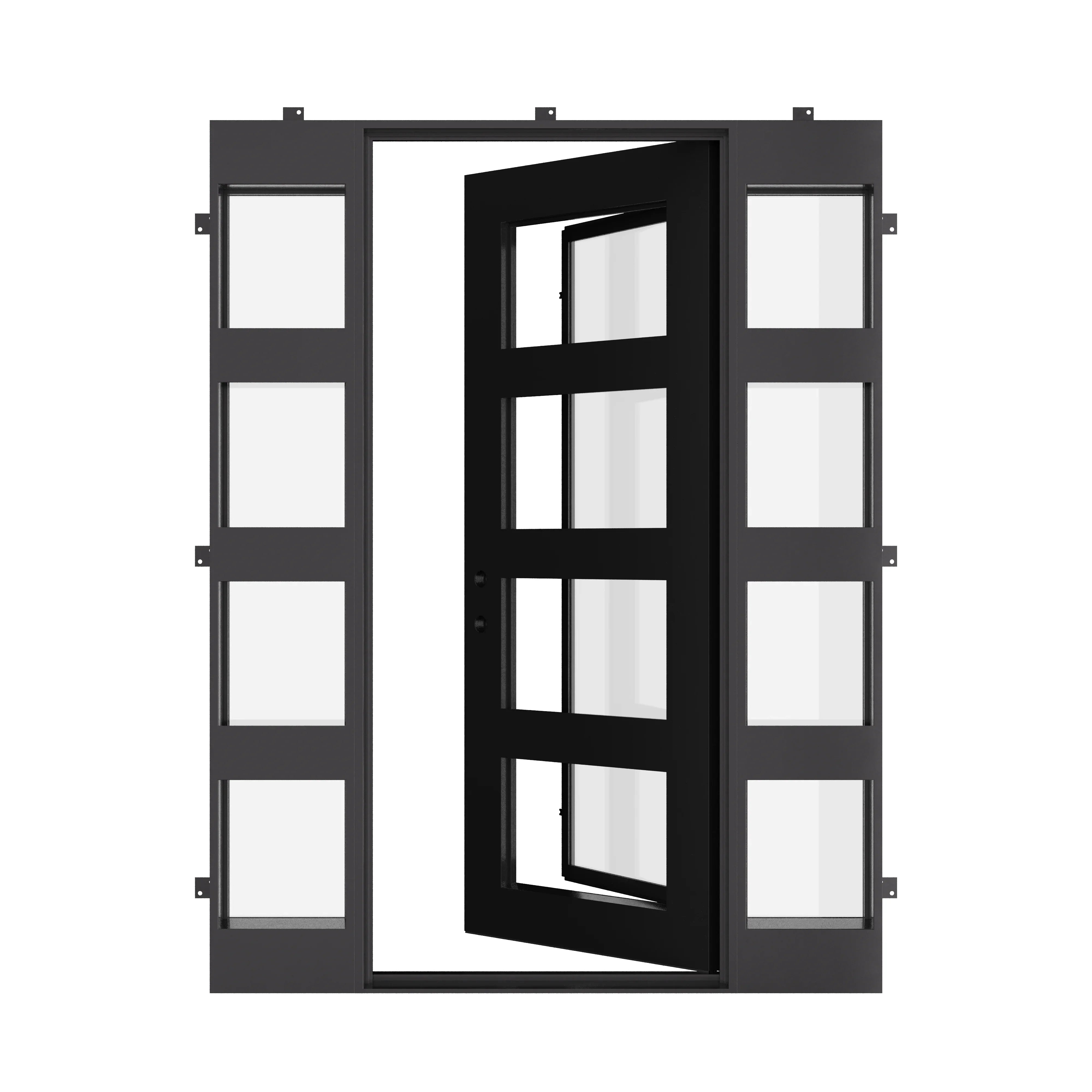 Knox single flat top door with thermal break and sidelights.