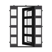 Knox modern design single door with matching sidelights and straight top in black.