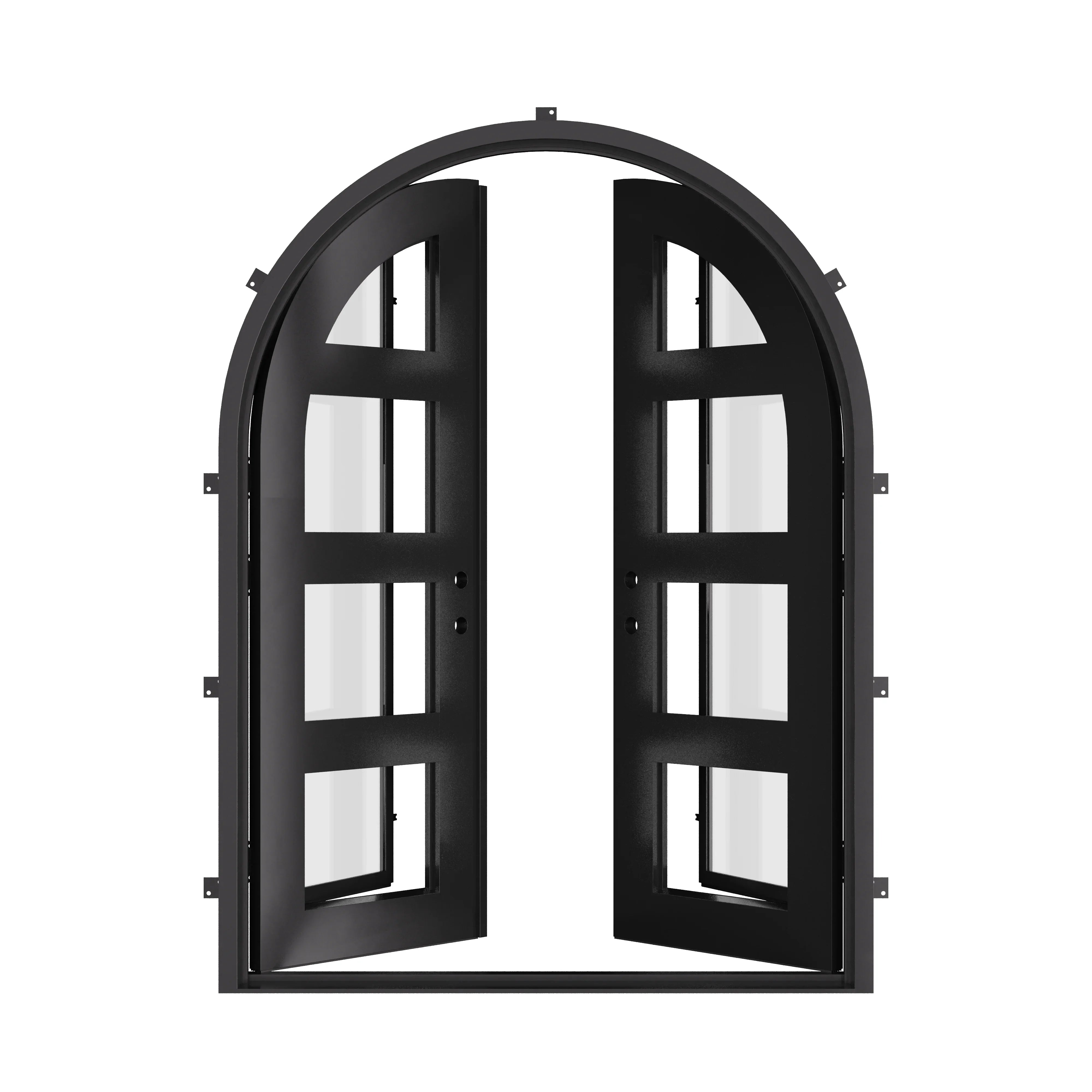 Knox radius top iron door with clear glass.