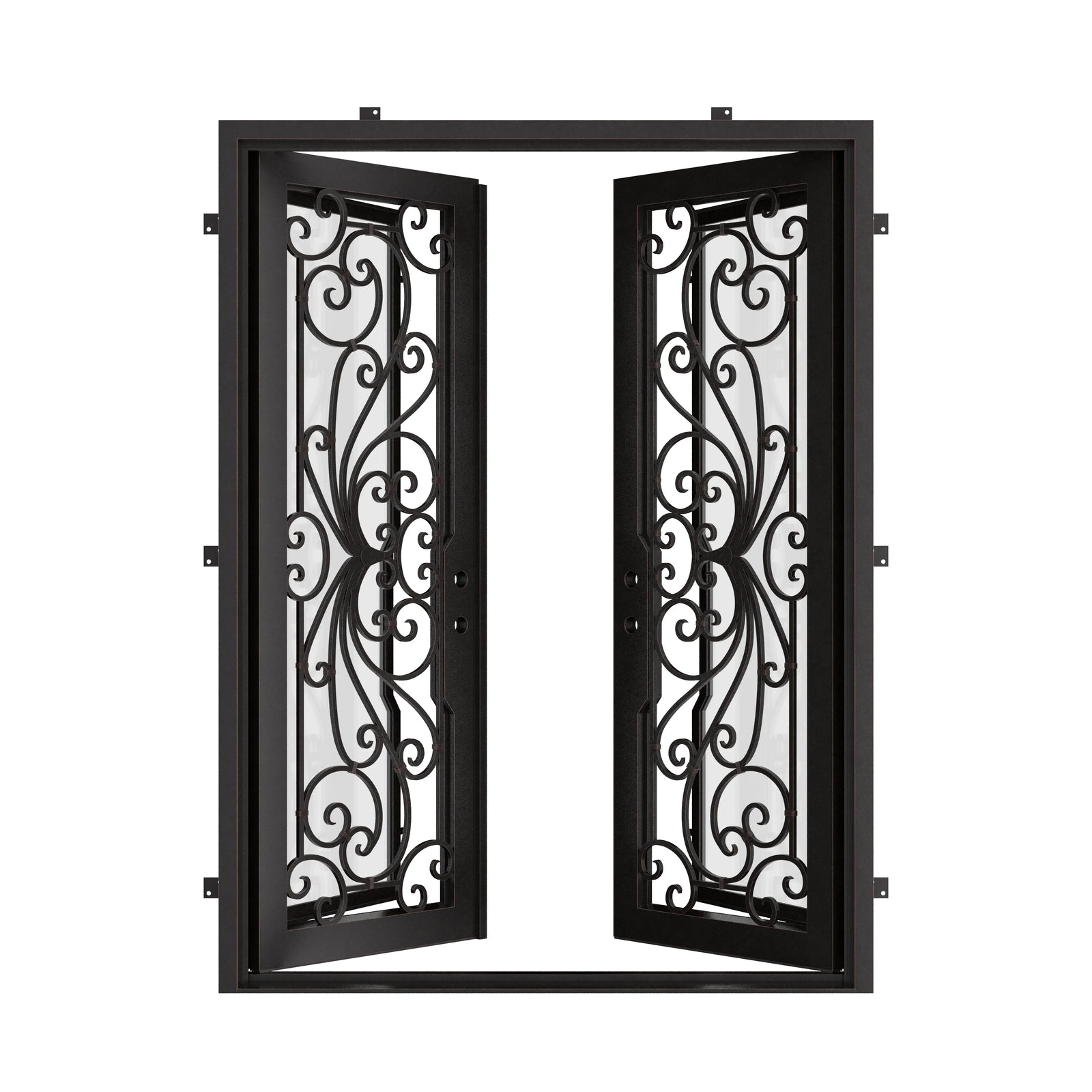 Miracle architectural iron exterior double square top door with glass.