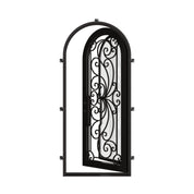 Miracle bronze color exterior iron single round top door with thick glass.