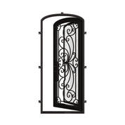 Miracle pre-hung bronze color metal mini arch top single door with glass.