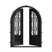 New York full arch top iron french door with clear glass.