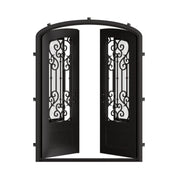 New York bronze hued arched style entry door with efficient glass.
