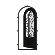 New York single full arch top swing door with operable dual-pane glass panel.