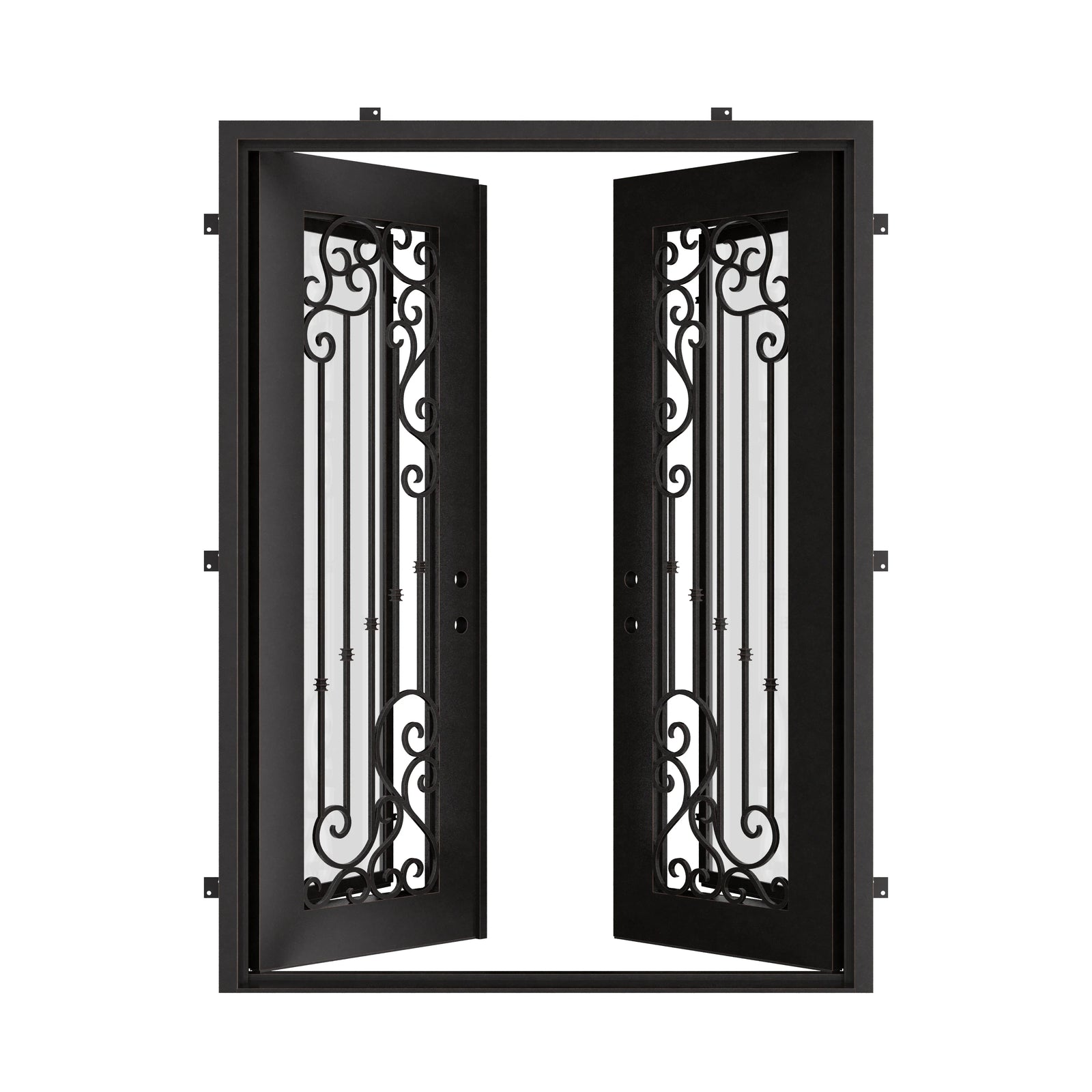 Paris square top door in bronze finish with thermal break.