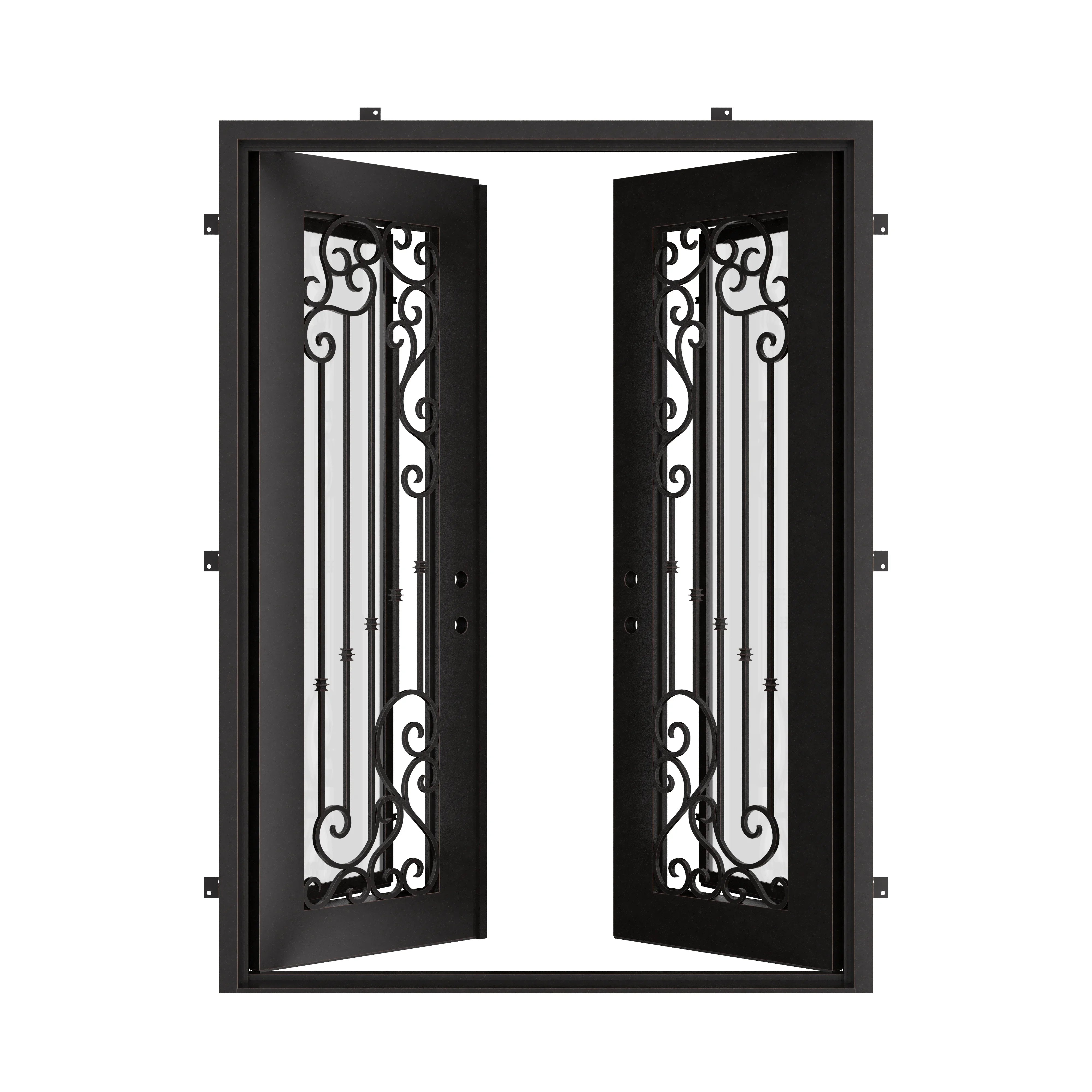 Paris square top door in bronze finish with thermal break.