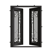 Paris bronze color exterior metal double flat front door with tempered glass.