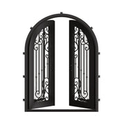 Paris full arch top double hinged door with dual-pane glass in bronze color.