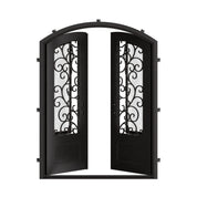 Story bronze color arched top double door with efficient glass.
