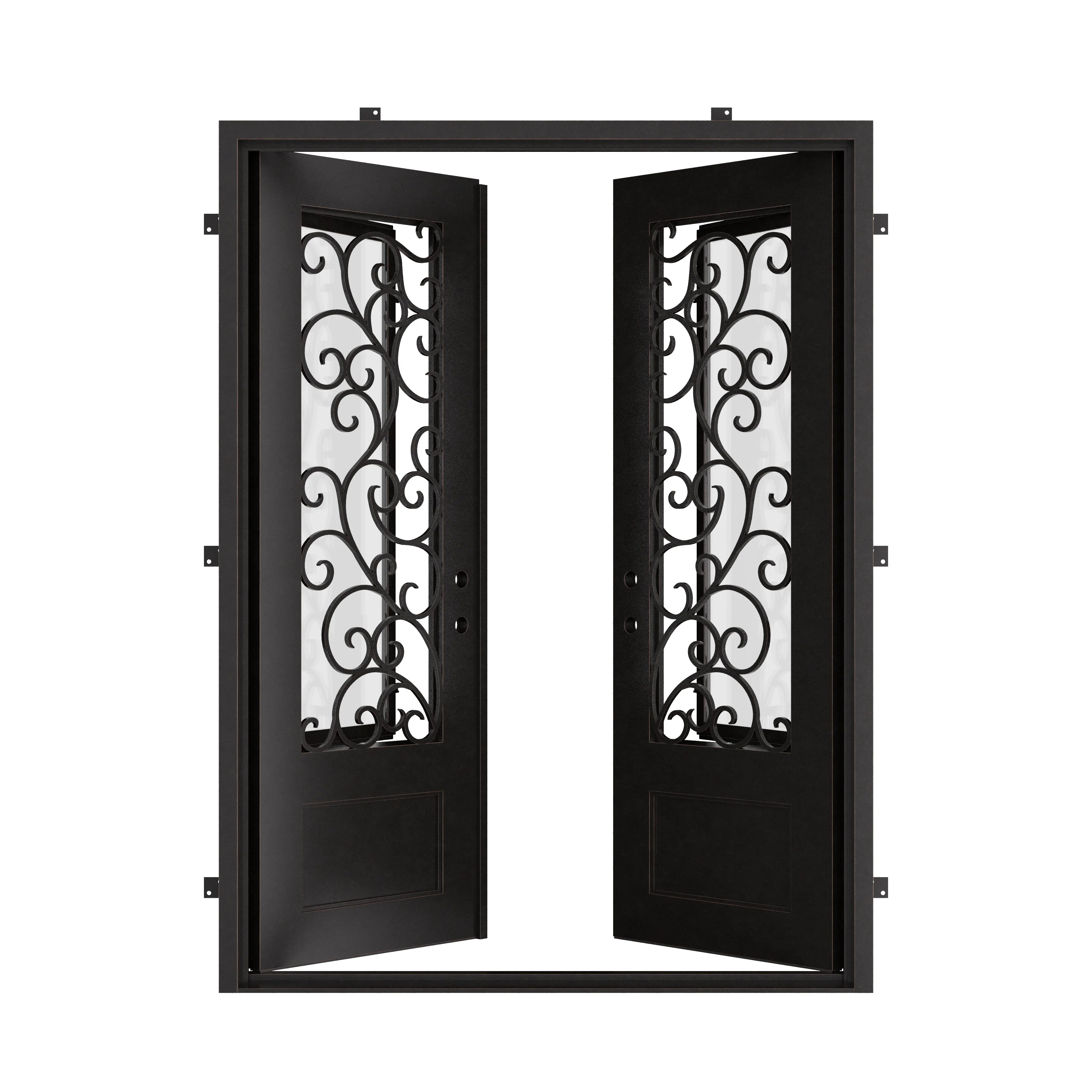 Story black finished square top door with tempered glass.