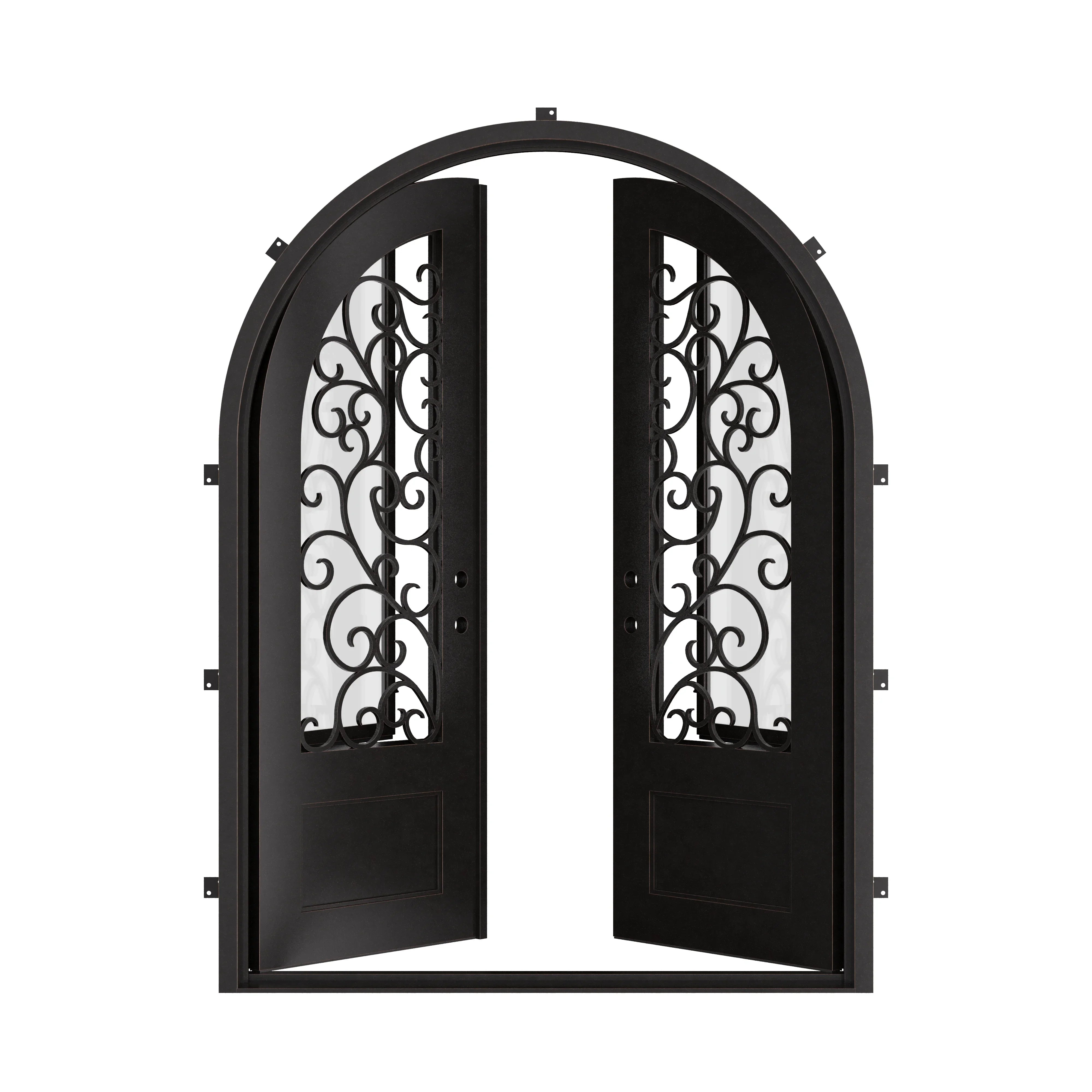 Story radius top iron french door with thermal barrier.