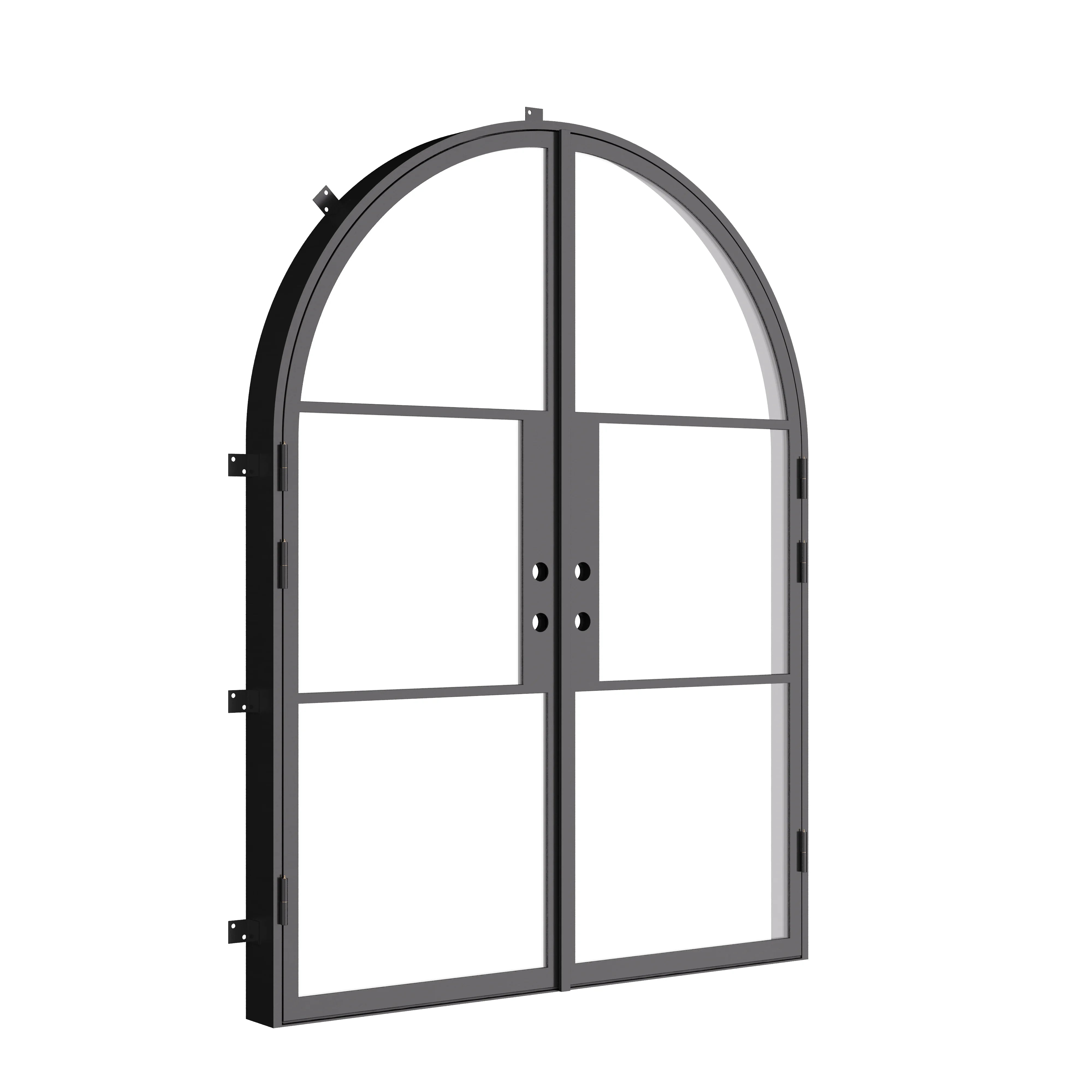 Architectural double arch steel entry door with thermal barrier