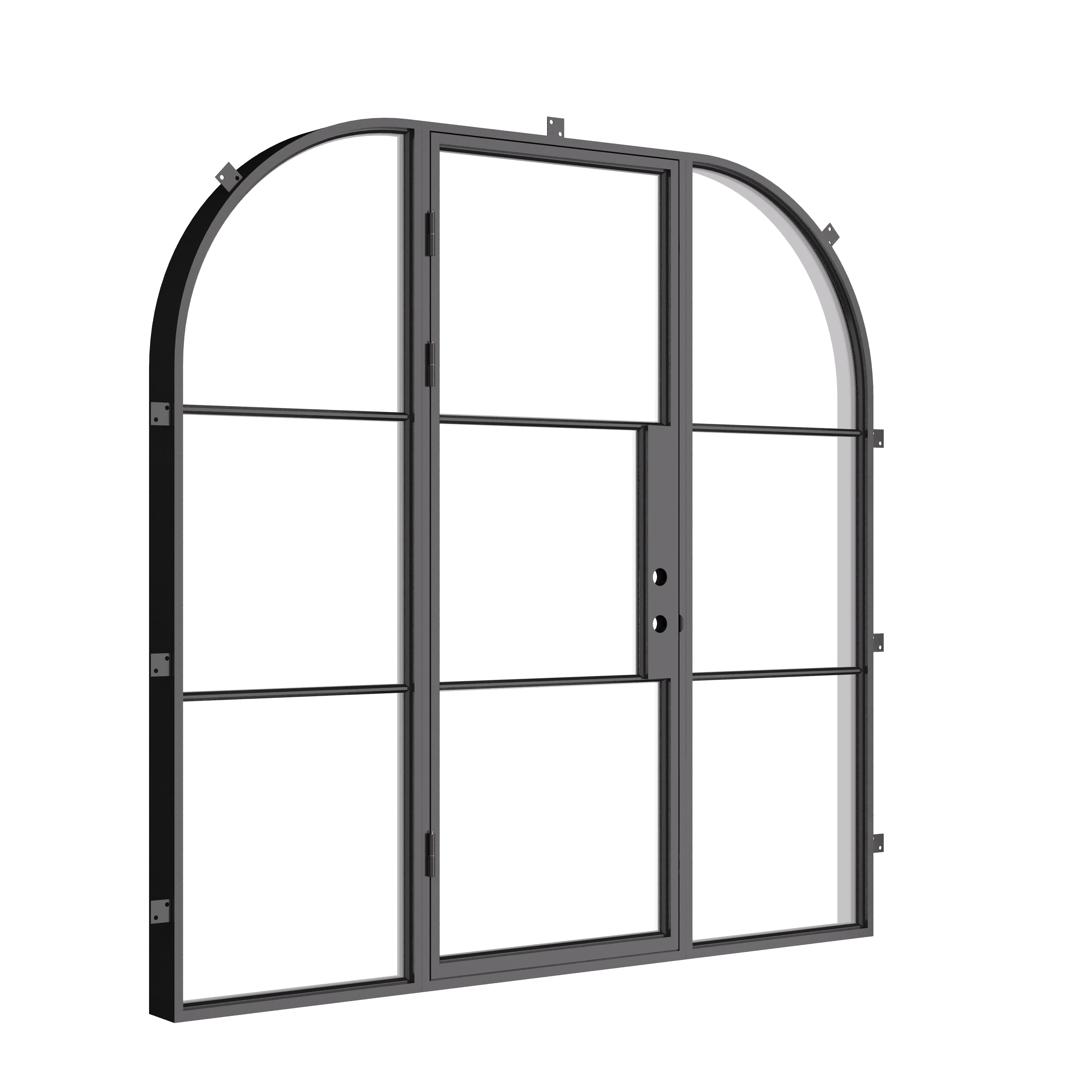 Air 4 Loop modern architectural steel entry with curved sidelights