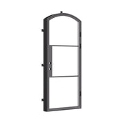 Exterior single steel door with arched frame and insulation