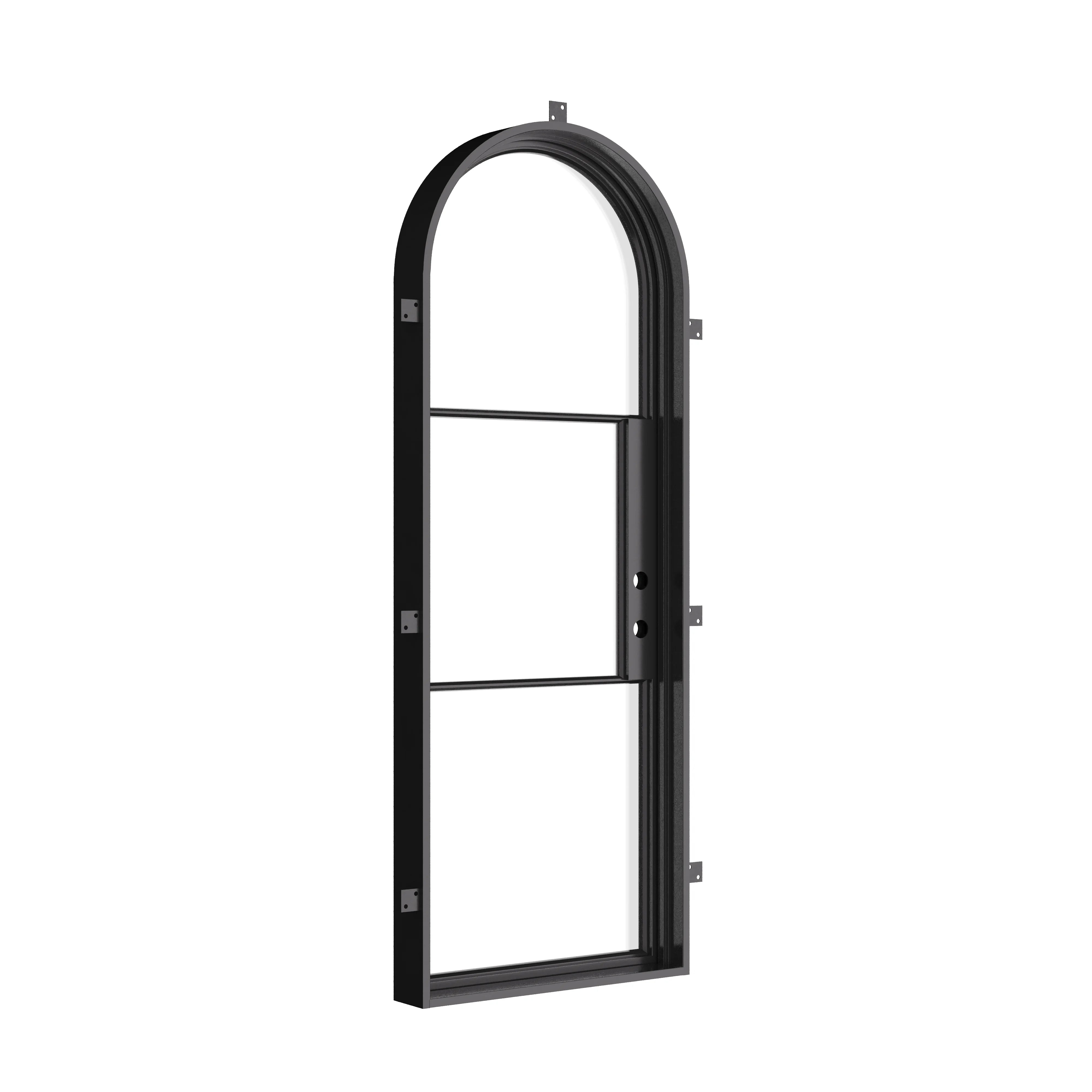 Air 4 single full arch exterior steel door with tempered glass panels