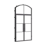 Modern double panel steel front door with arch transom and insulation