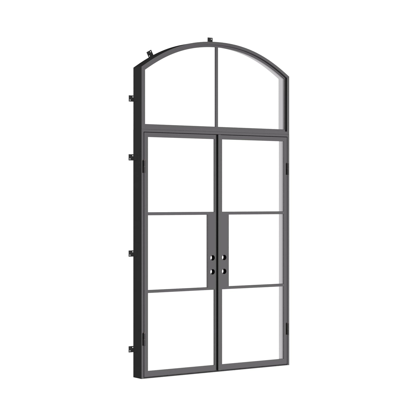 Air 4 flat double architectural steel doors with arched transom window