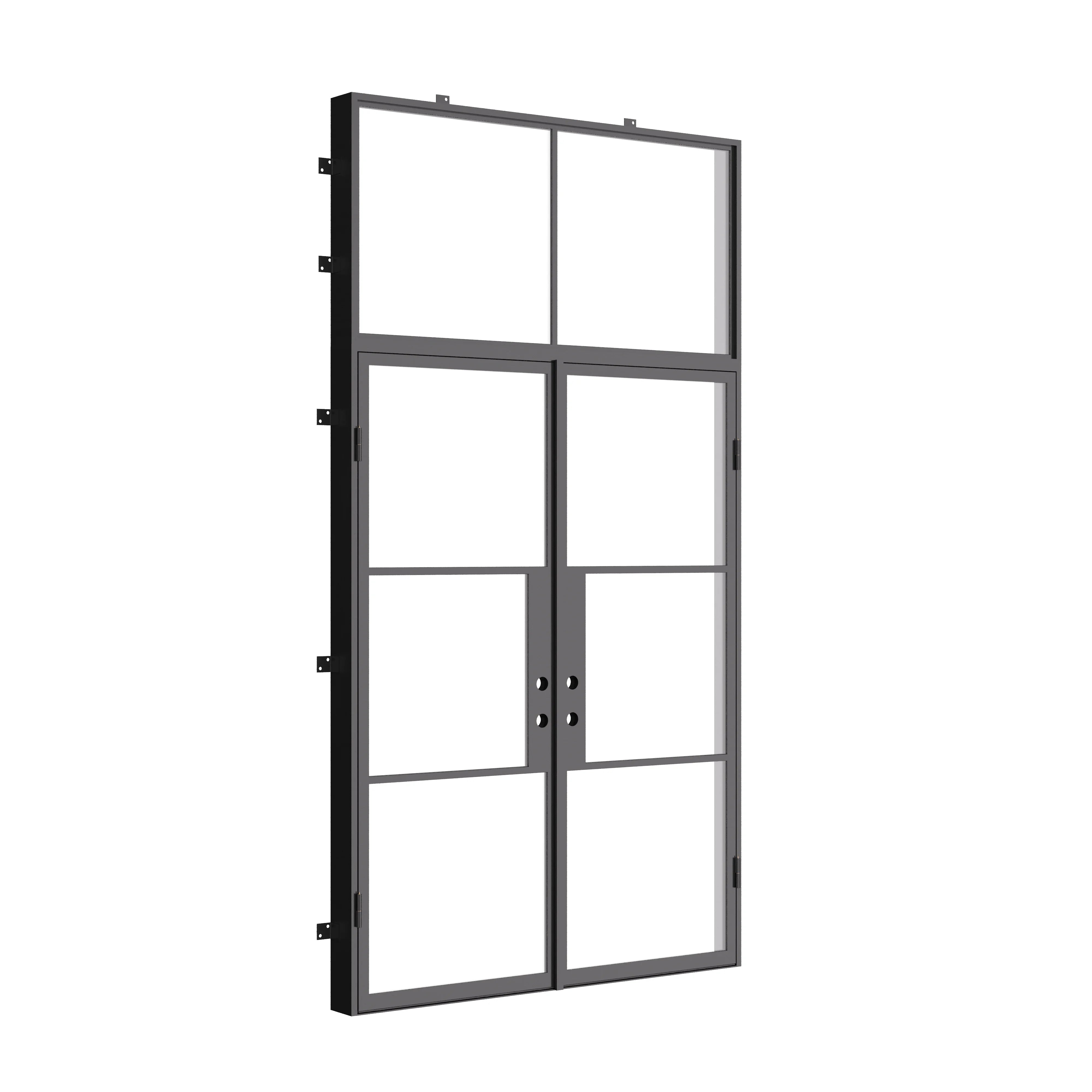 Air 4 double flat architectural steel doors with top window and sleek design