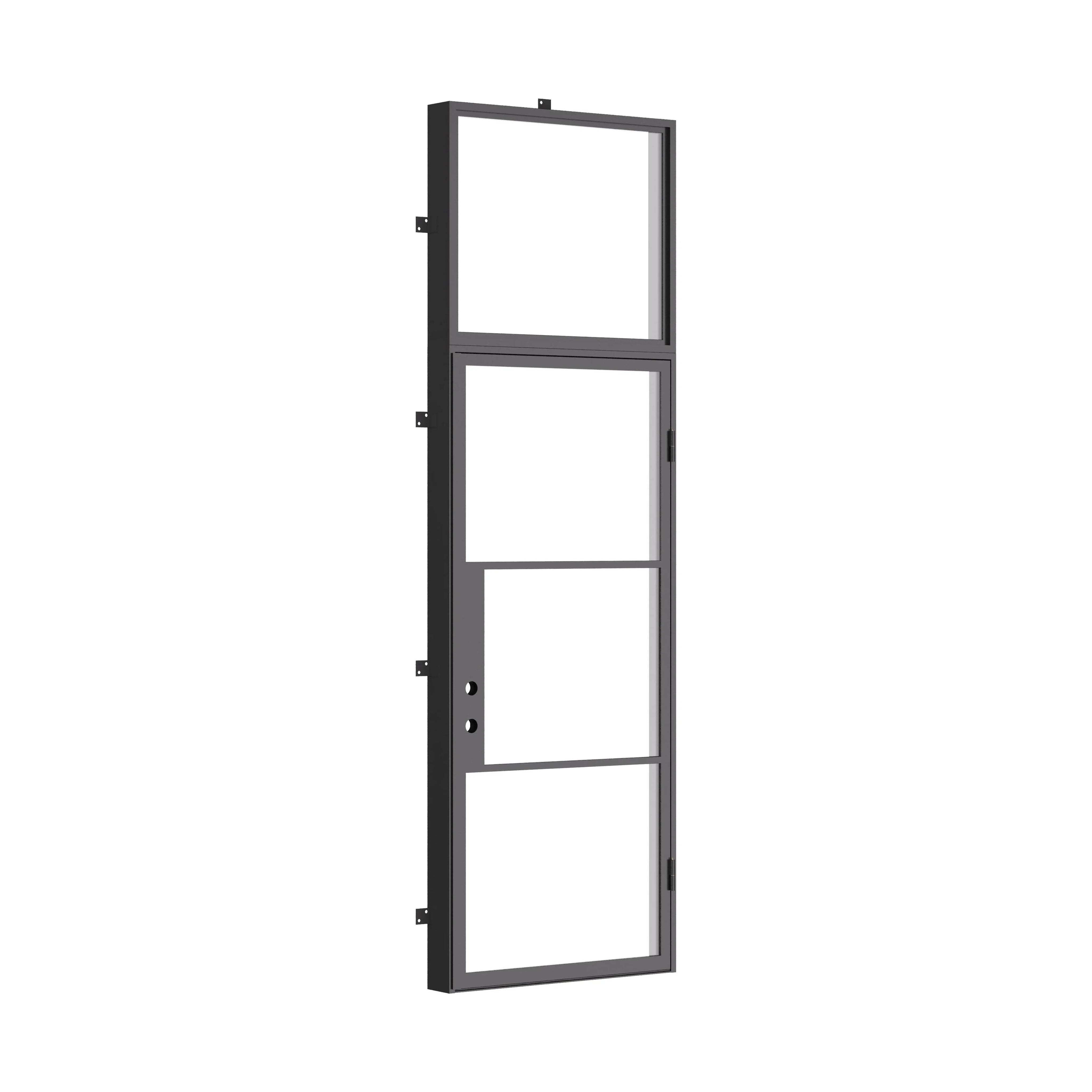 Air 4 single flat steel entry door with flat transom and modern design