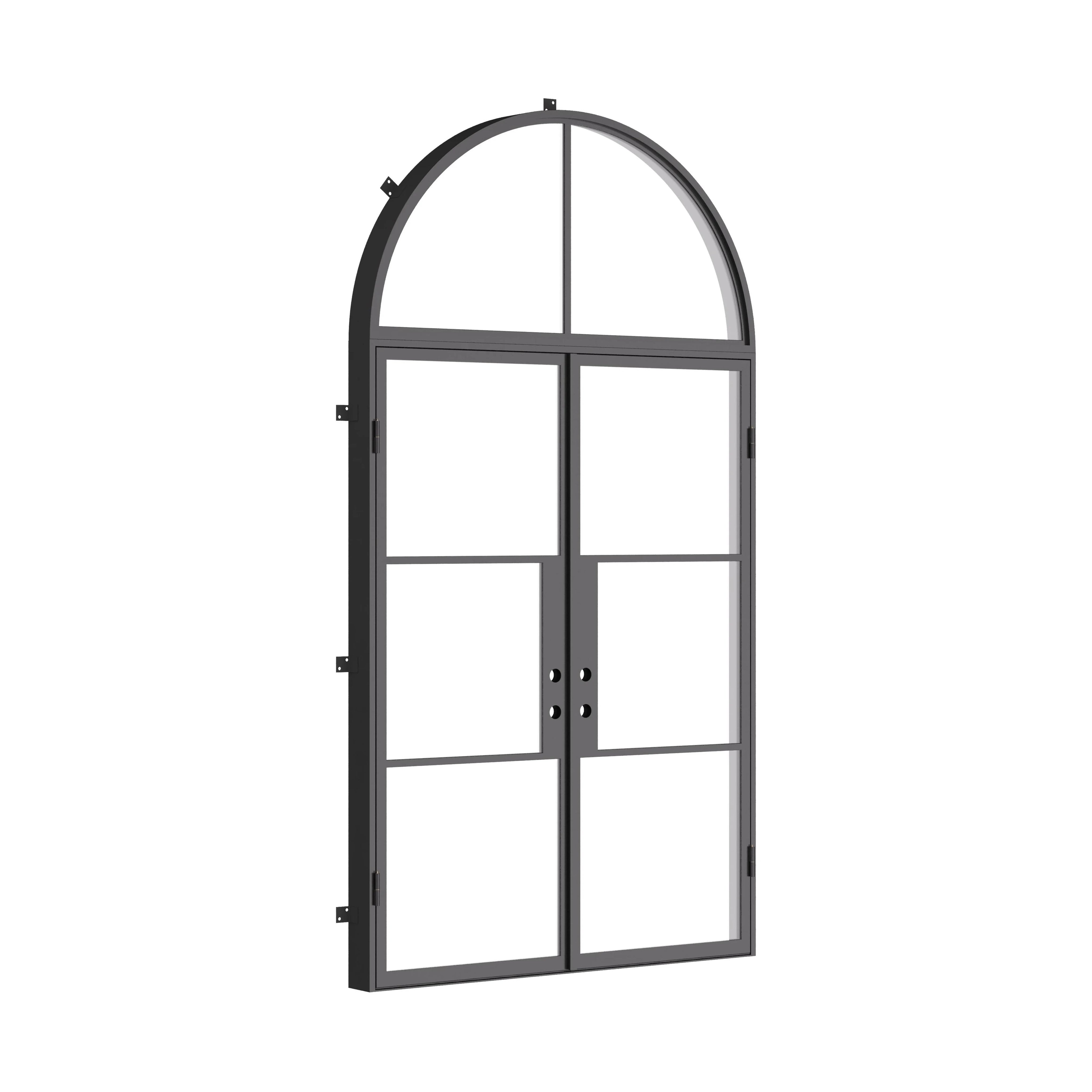 Air 4 flat double exterior door set with full arch top window
