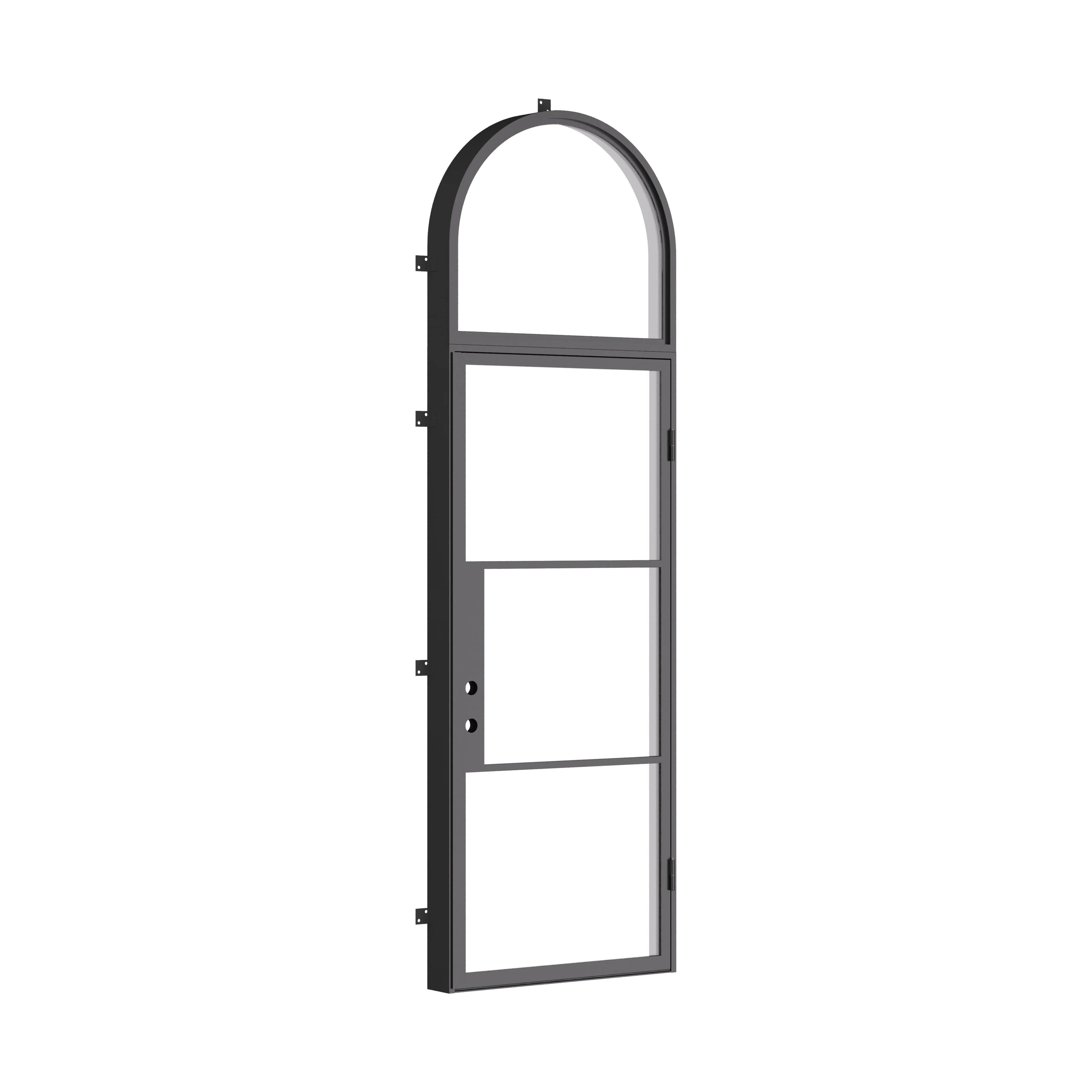 Air 4 flat single steel door with full arch top window and sleek lines