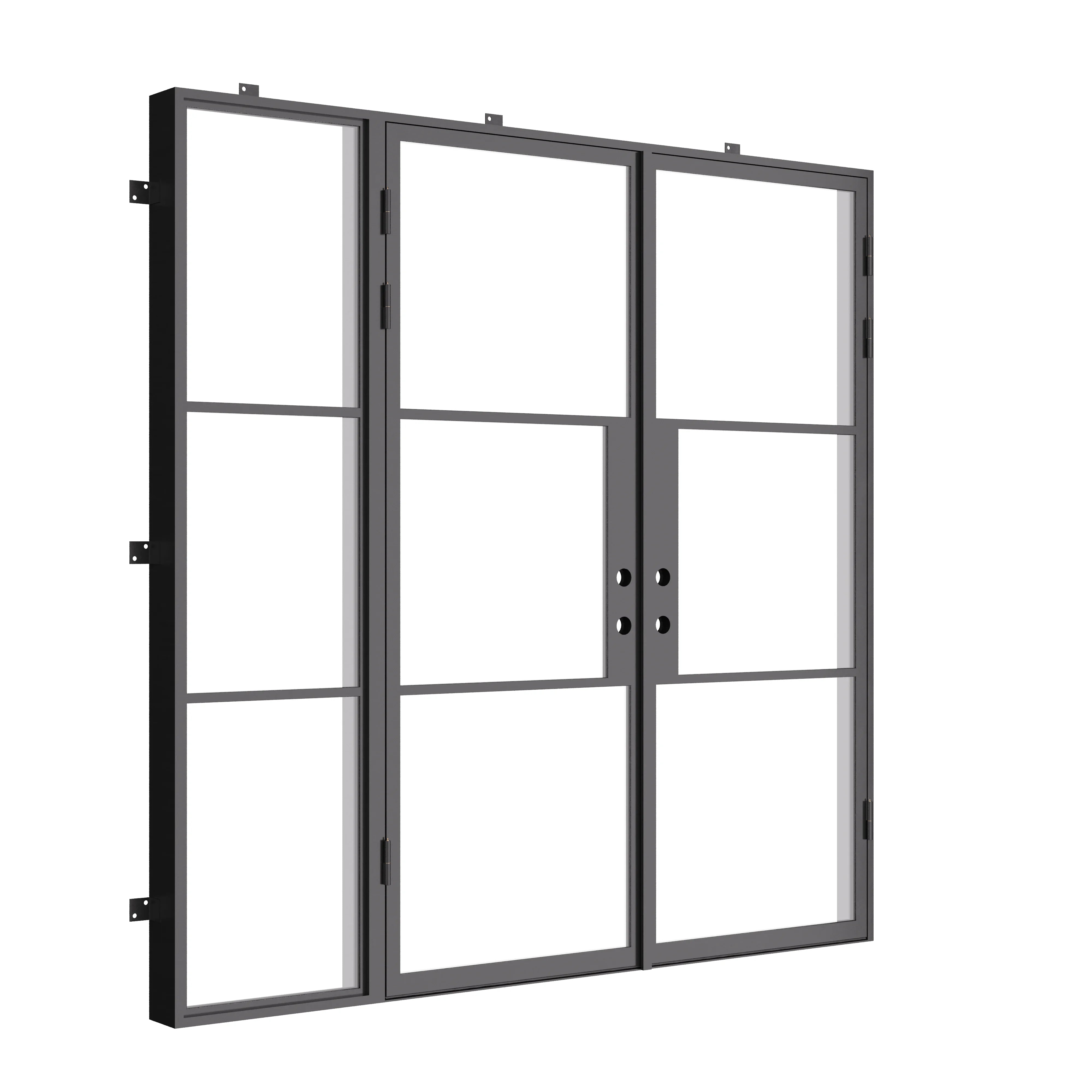 Air 4 double flat door with left glass panel, slim frame and modern steel design