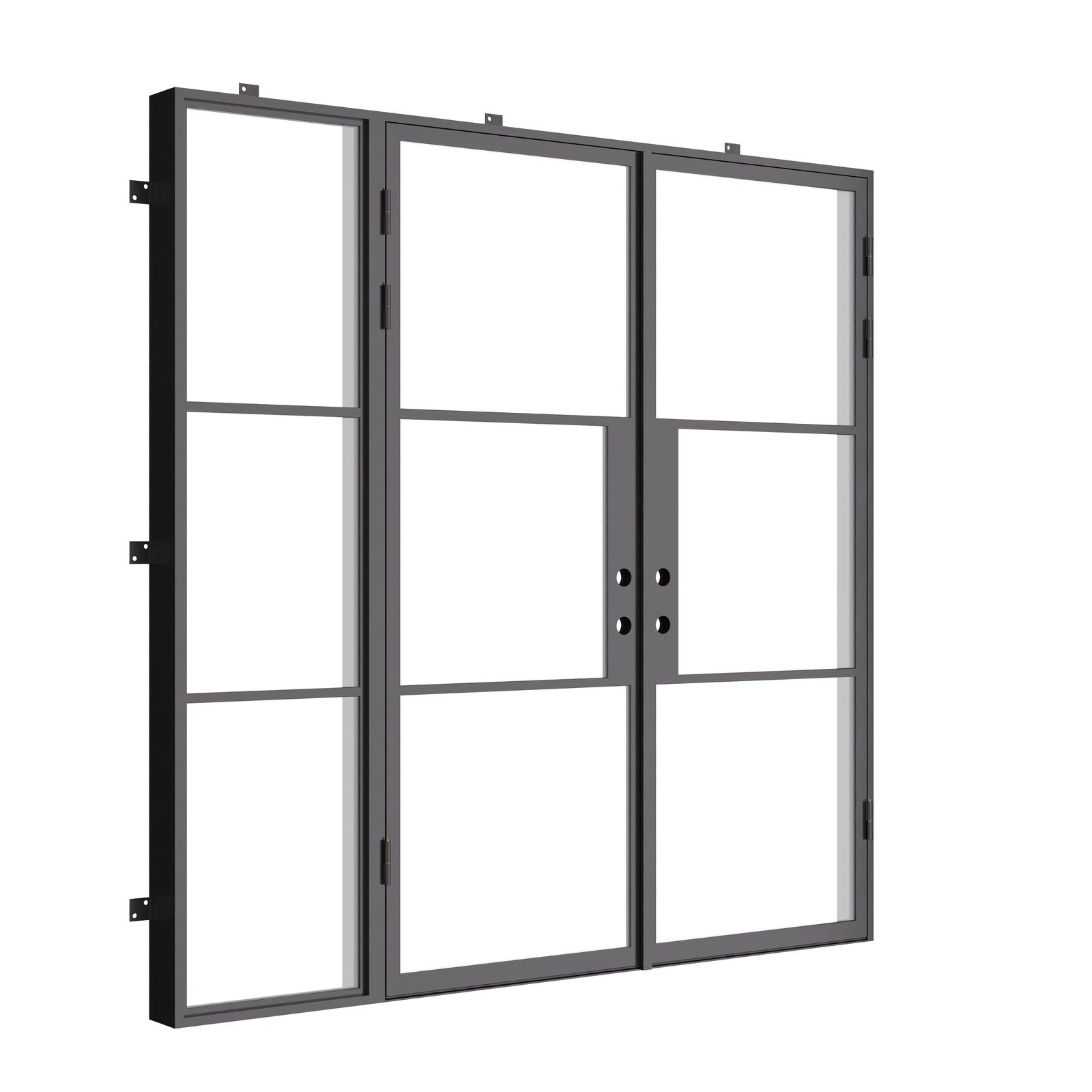 exterior double steel doors with left glass panel and thermal separation