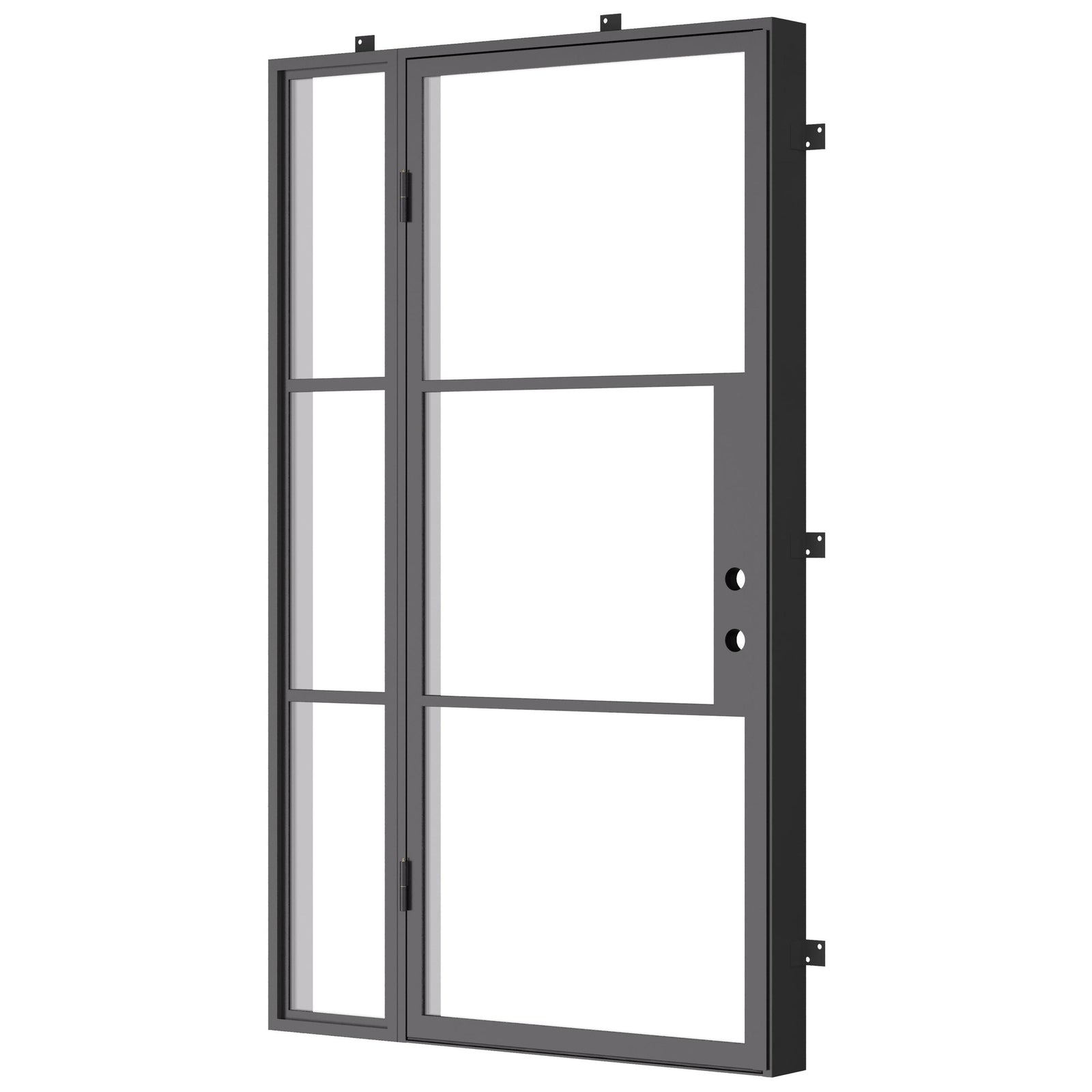 single flat steel door with left sidelight and thermally broken frame