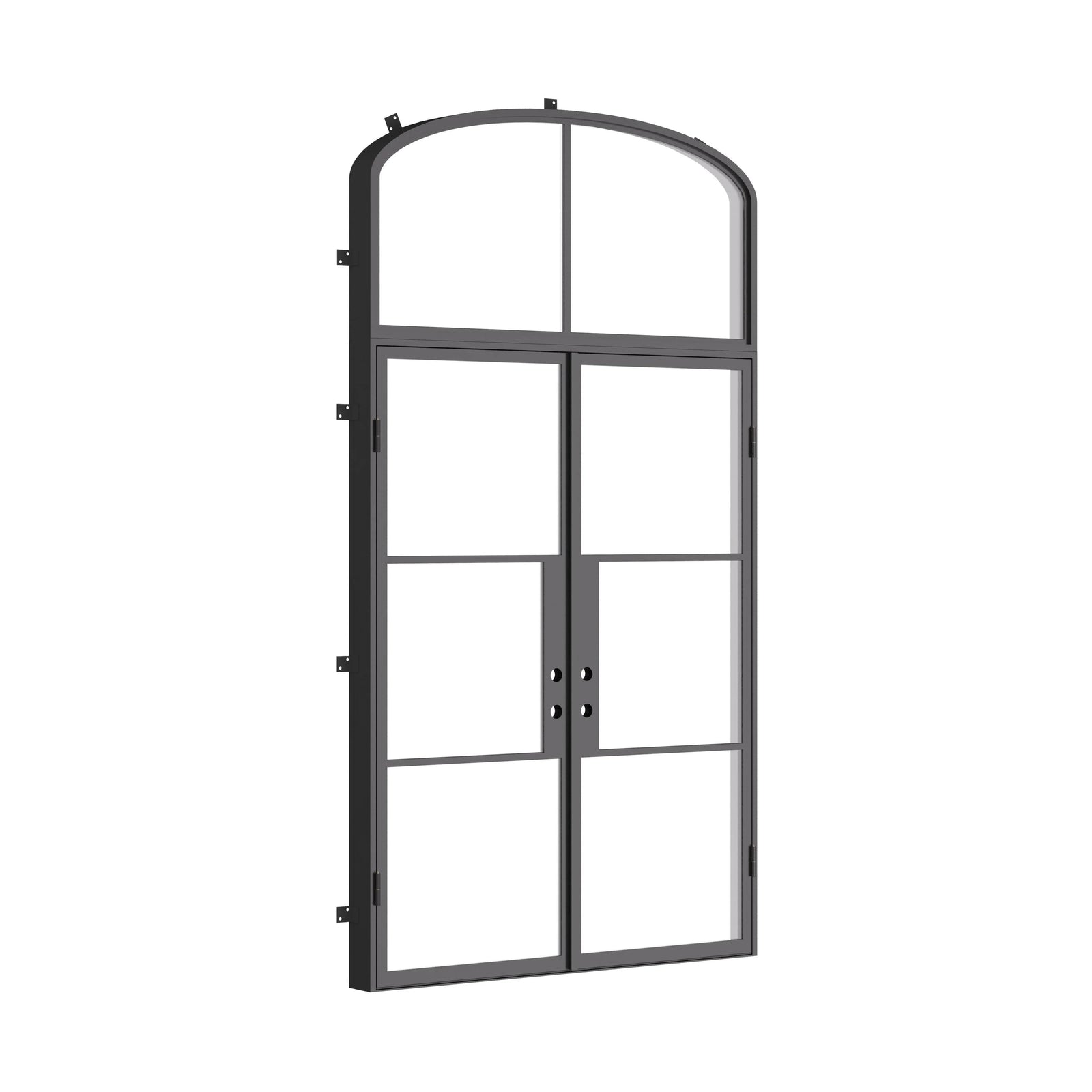 Air 4 flat double steel doors with mini arch top window and narrow profiles