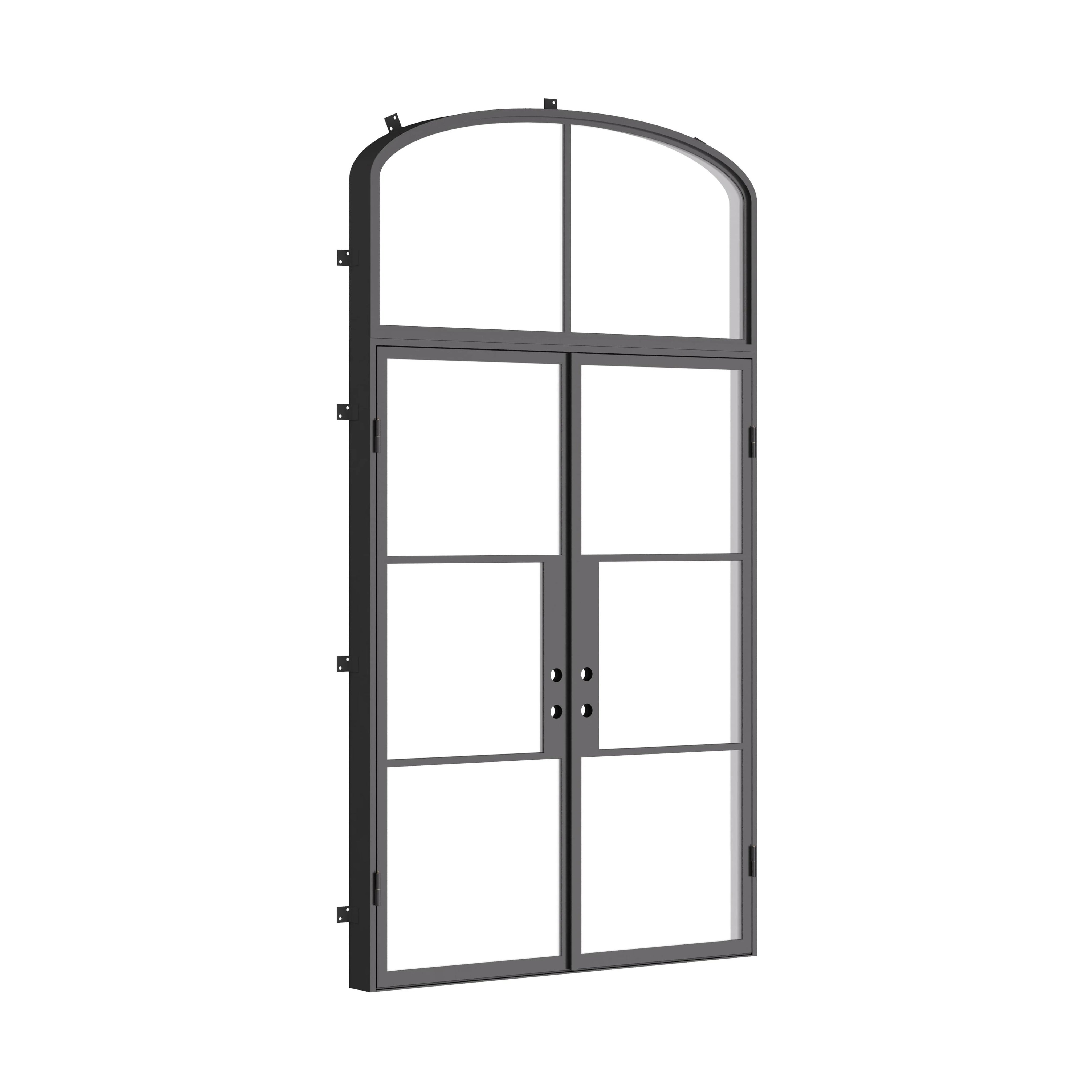 Air 4 flat double steel doors with mini arch top window and narrow profiles