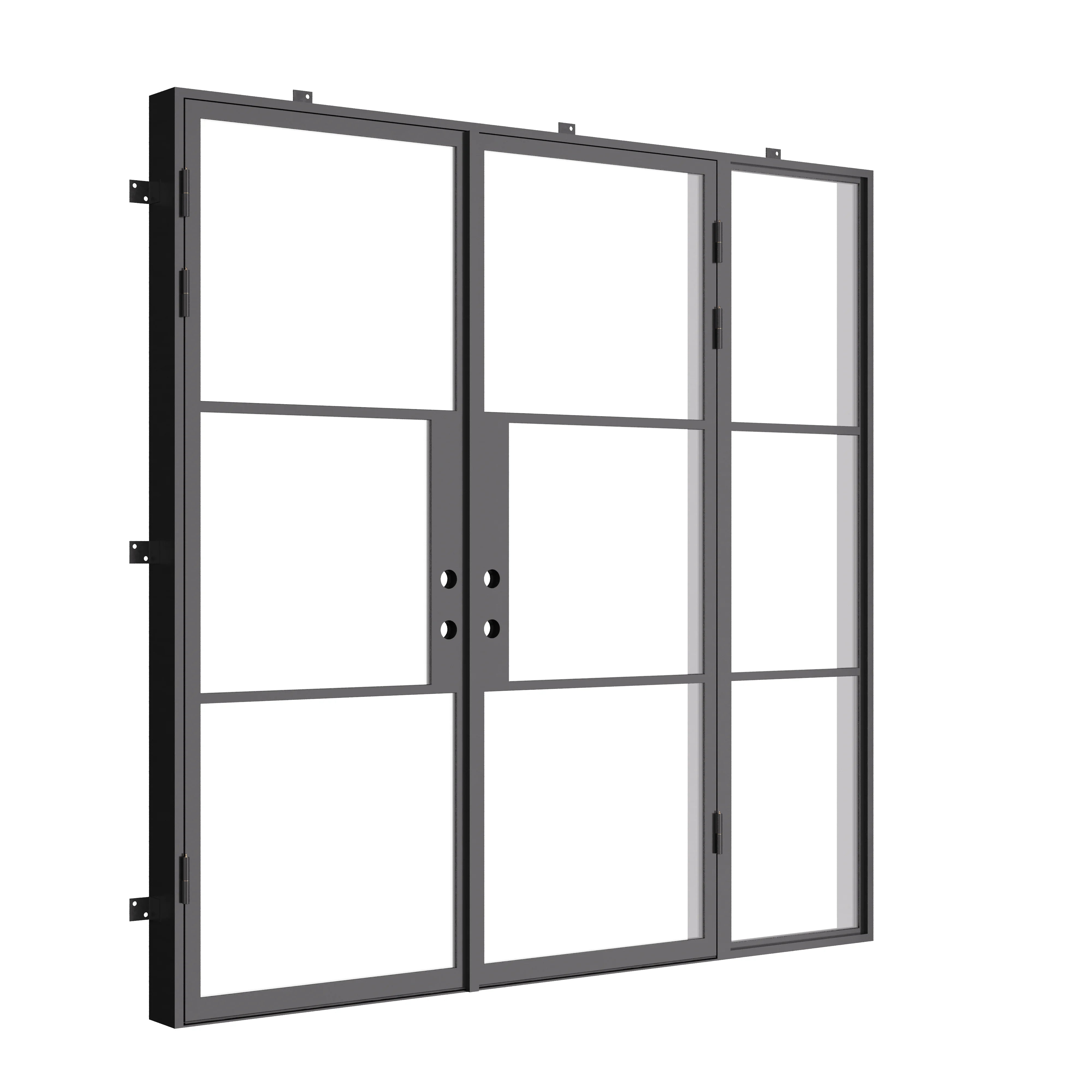 Air 4 double flat architectural steel door with right sidelight, mixed metal build