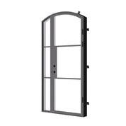 contemporary arched door with left window and thermal barrier core