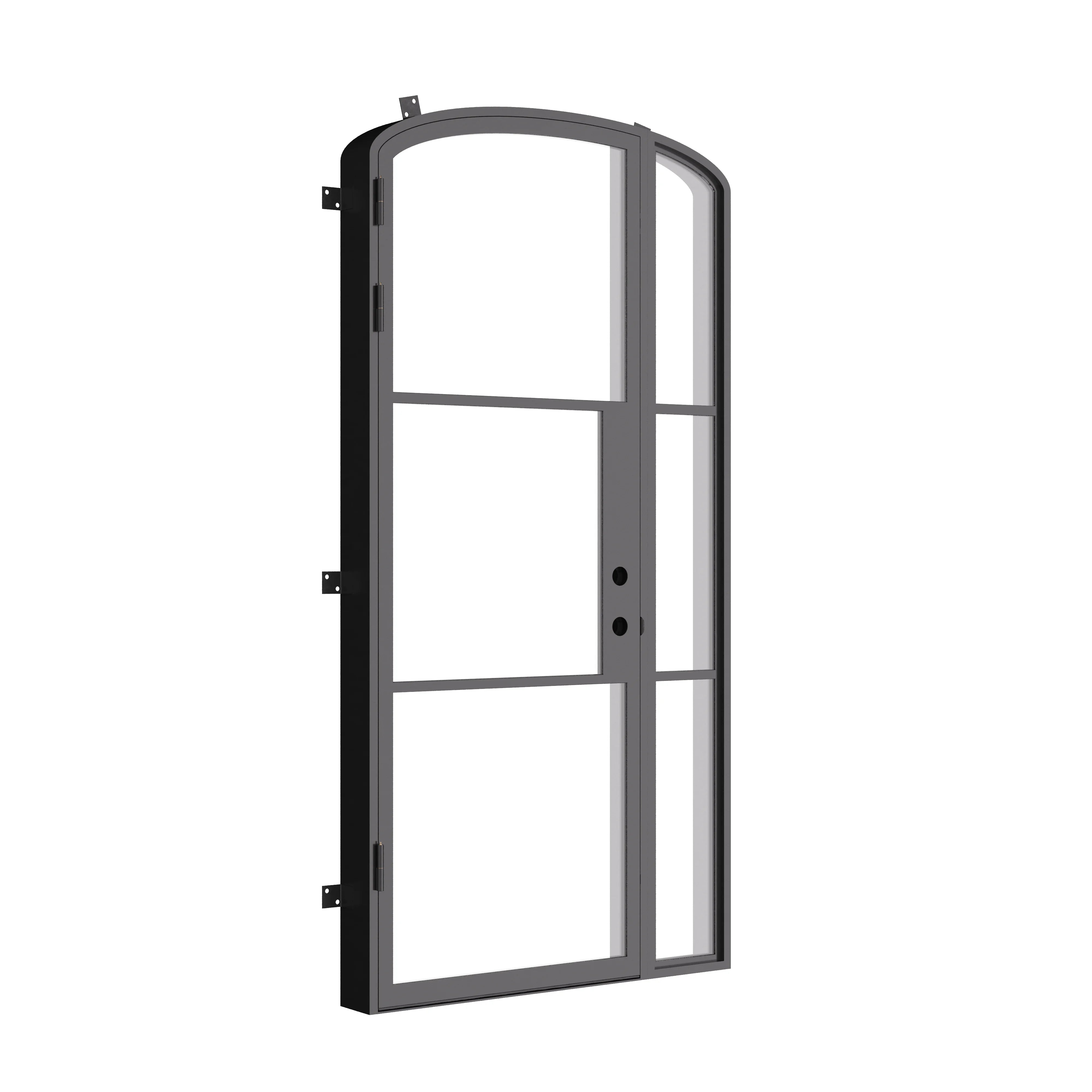 contemporary entry door right sidelight curved top