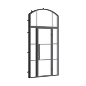 Air 4 single flat steel door with side windows and arched transom design