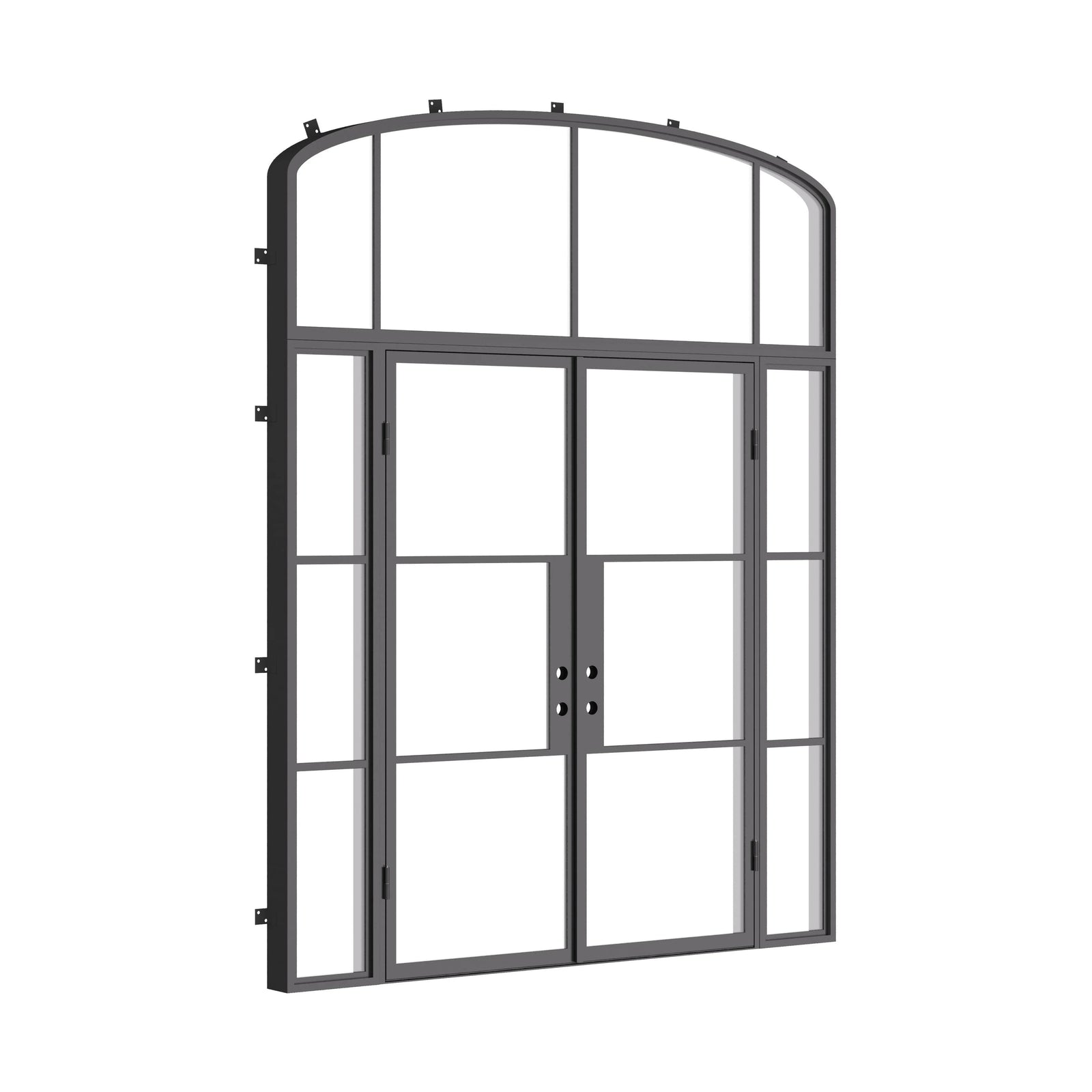Air 4 double flat steel door with sidelights and mini arch window, automotive painted frame